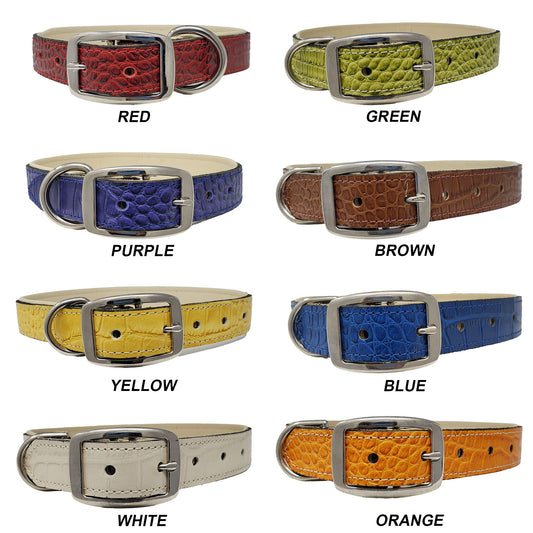 1" Luxury Croc Leather Collar with Soft Padding – Ideal for Large Dogs