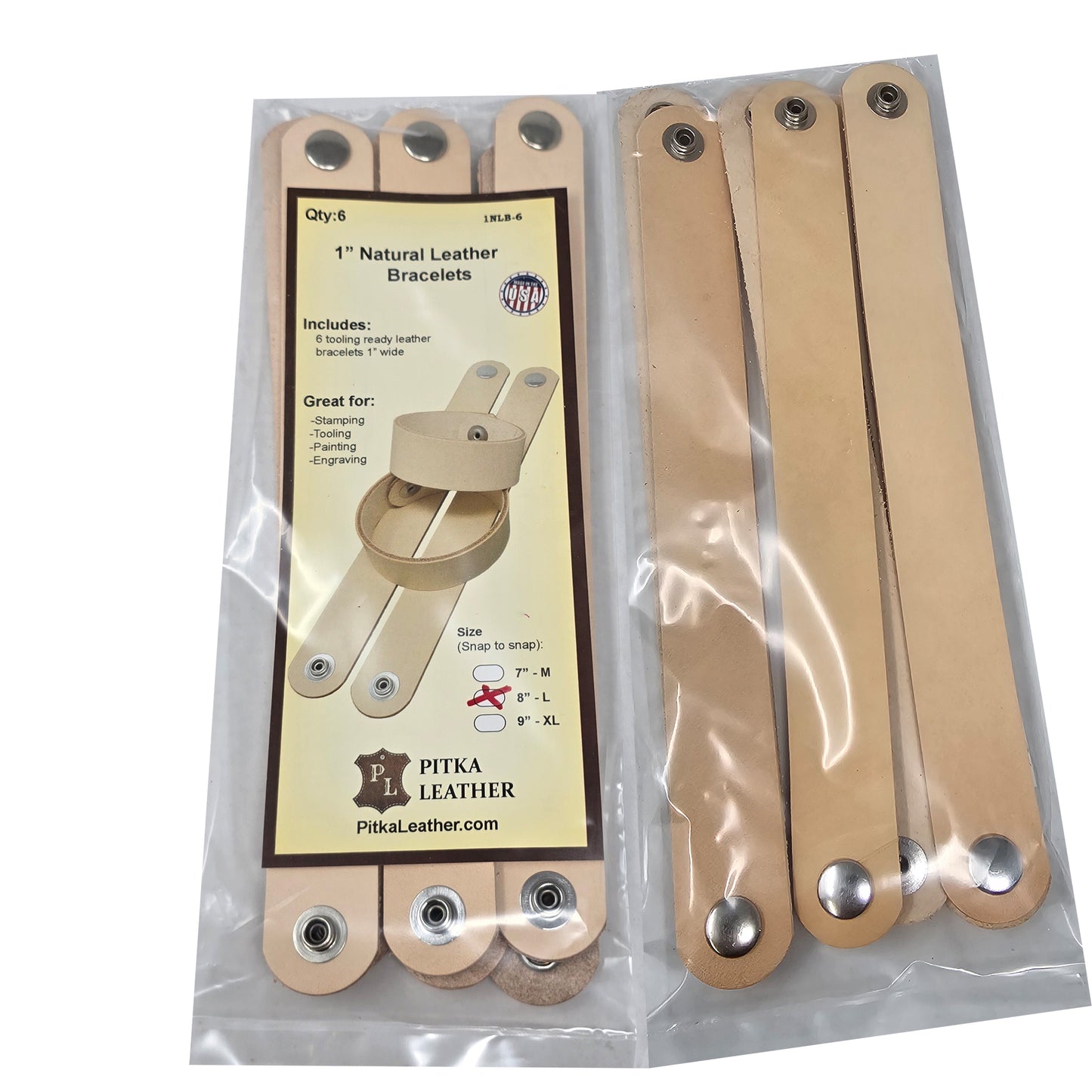 Blank Leather Bracelets 1" Package of Six