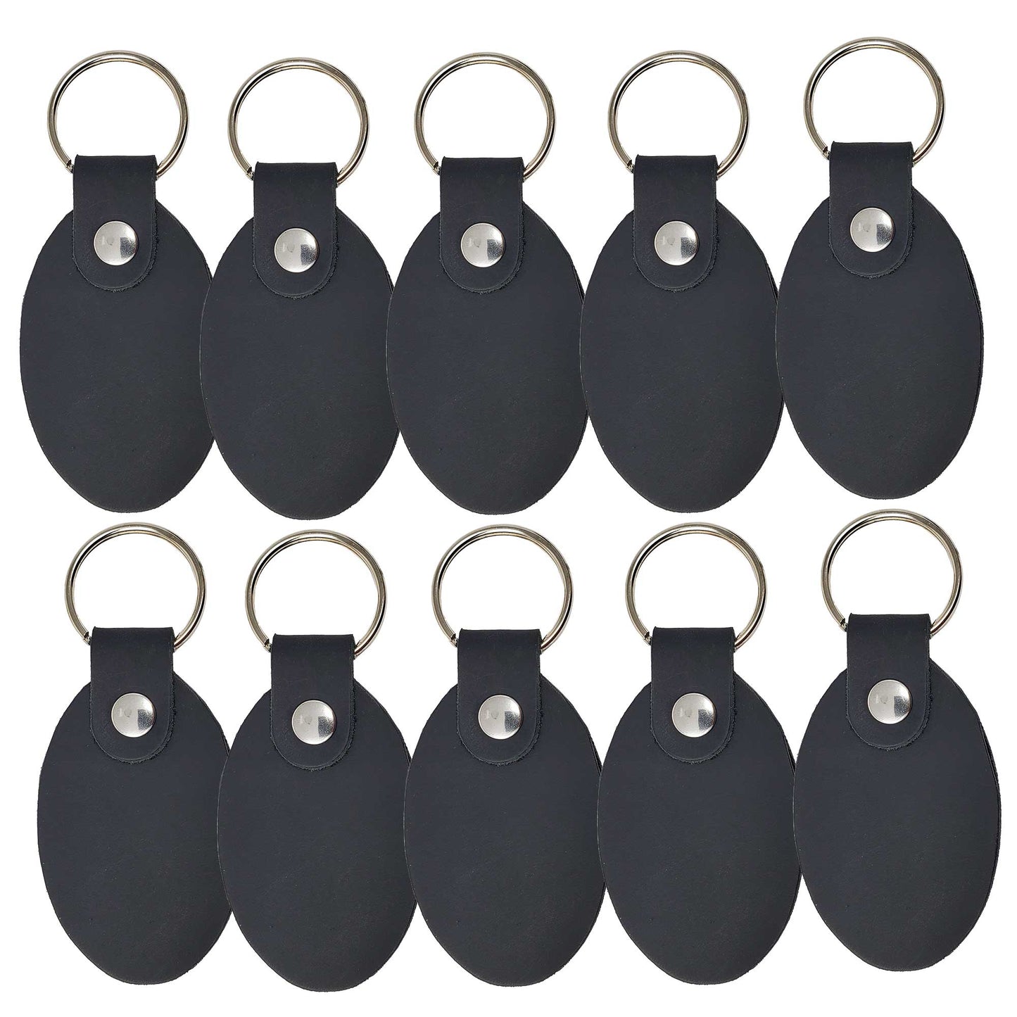 10 Pack Leather Keychains Black