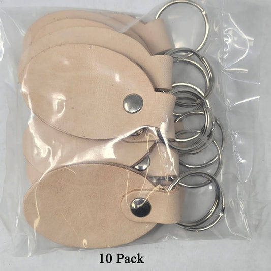Double Sided Leather Keychains-Vegetable Tanned Leather-10 Packs