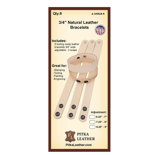 Adjustable Leather Bracelets 3/4" With Size Options