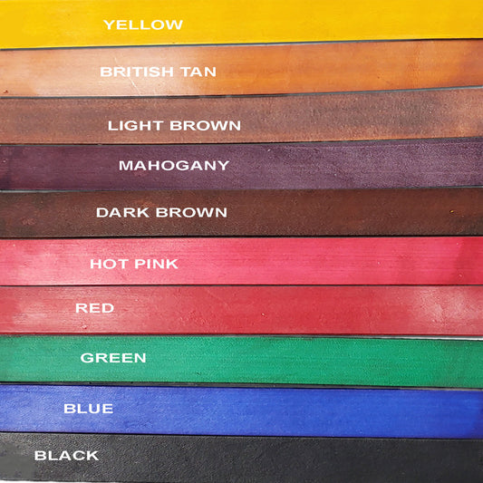 Stack of leather bookmarks 10 vibrant hand-dyed colors,