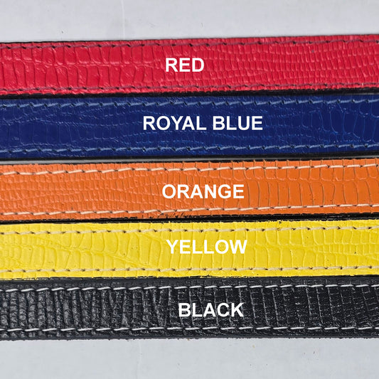 Lizard designer Leather Dog Collar – A classic small leather dog collar made for small dogs from quality leather with a sturdy metal buckle.