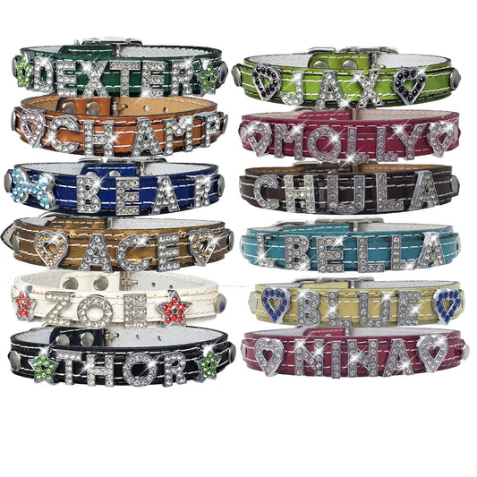 5/8" Patent Leather Dog Collar – Custom Rhinestone Name Tag