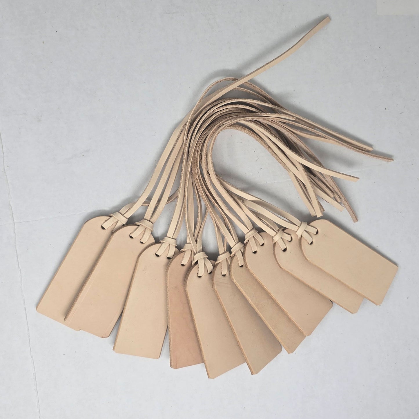 Set of 10 leather luggage tags read to be personalized