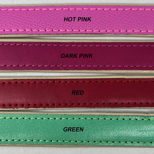 Available colors for padded leather dog collars