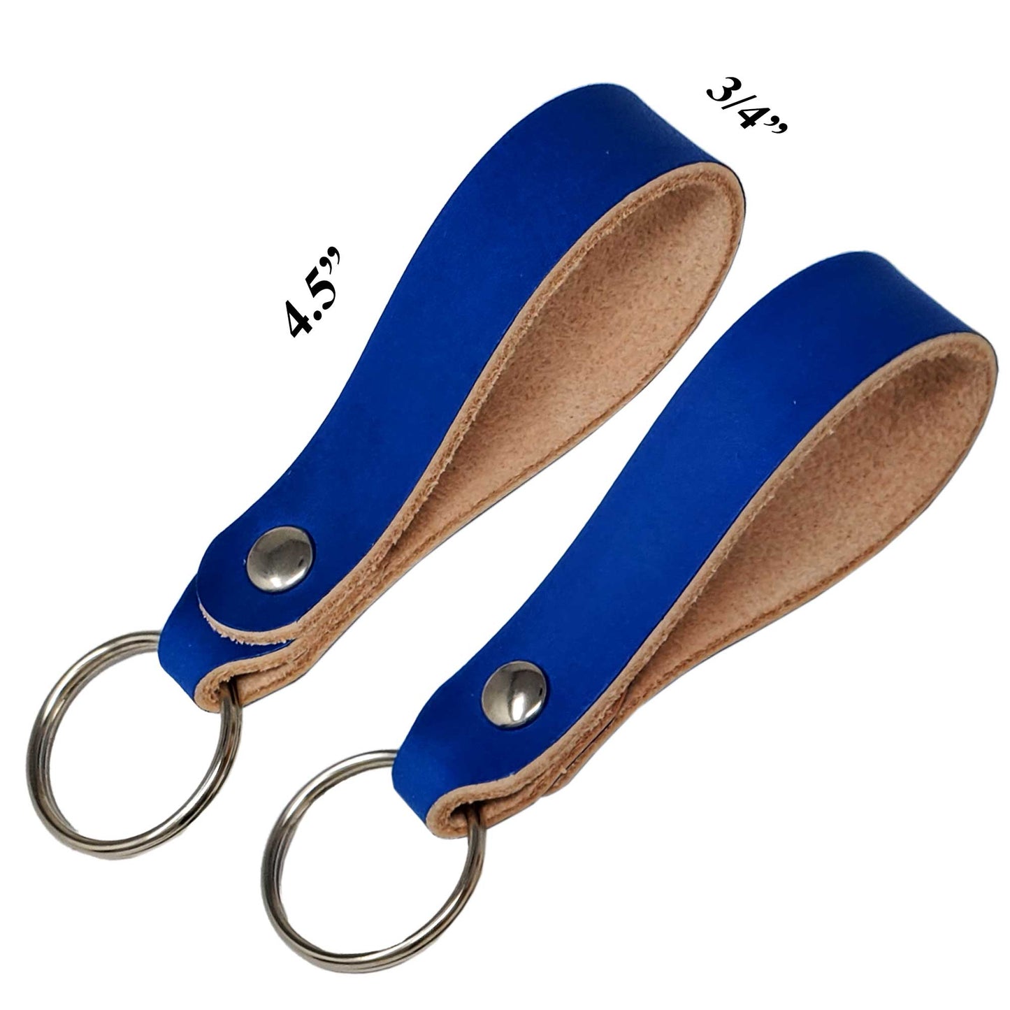 Blue dyed vegetable tanned leather keychains stamping , tooling and engraving ready. Premium quality and ready to customize.