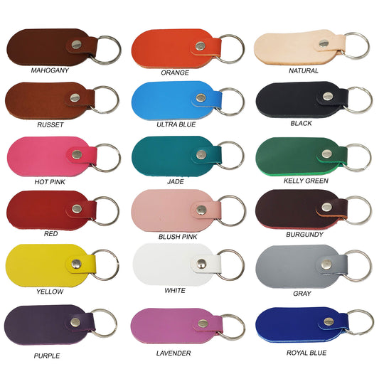 Blank leather keychains latigo available in 18 bright leather colors