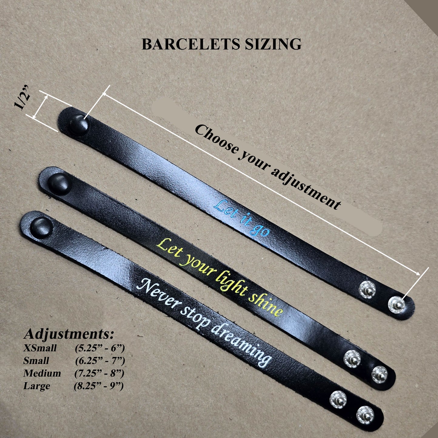 Personalized Leather Bracelet – Adjustable 1/2" Custom Engraved Full-Grain Leather Wristband, Handmade Gift for Him or Her
