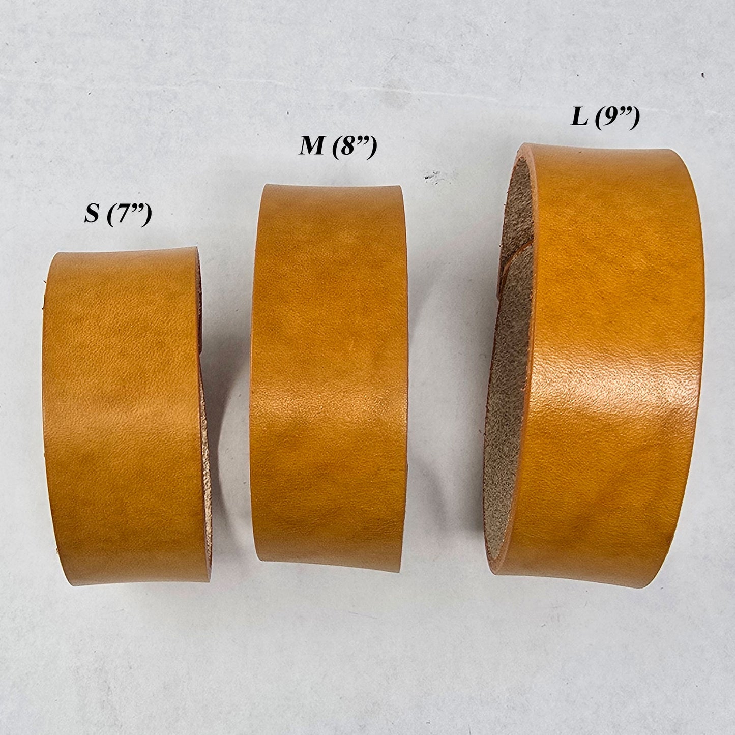 Group of 1-inch-wide leather bracelet blank in British tant color, hand-dyed and perfect for DIY crafts, summer camps, and events.