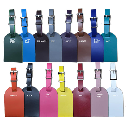 Engraving Ready Full Grain Leather Luggage Tags – 2.25" x 3.5", 15 Colors