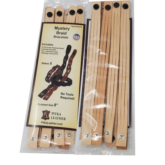DIY kit for natural mystery braid leather bracelets, including all materials and instructions-just braid and wear-8 pack