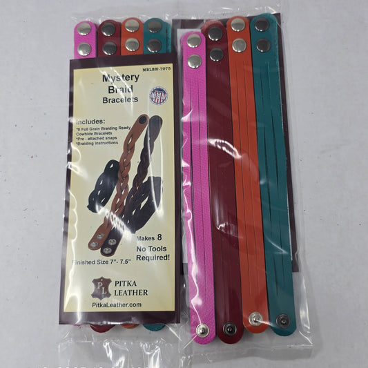 DIY Leather Bracelet Kit – 8 Pack Adjustable Mystery Braid Leather Wristband