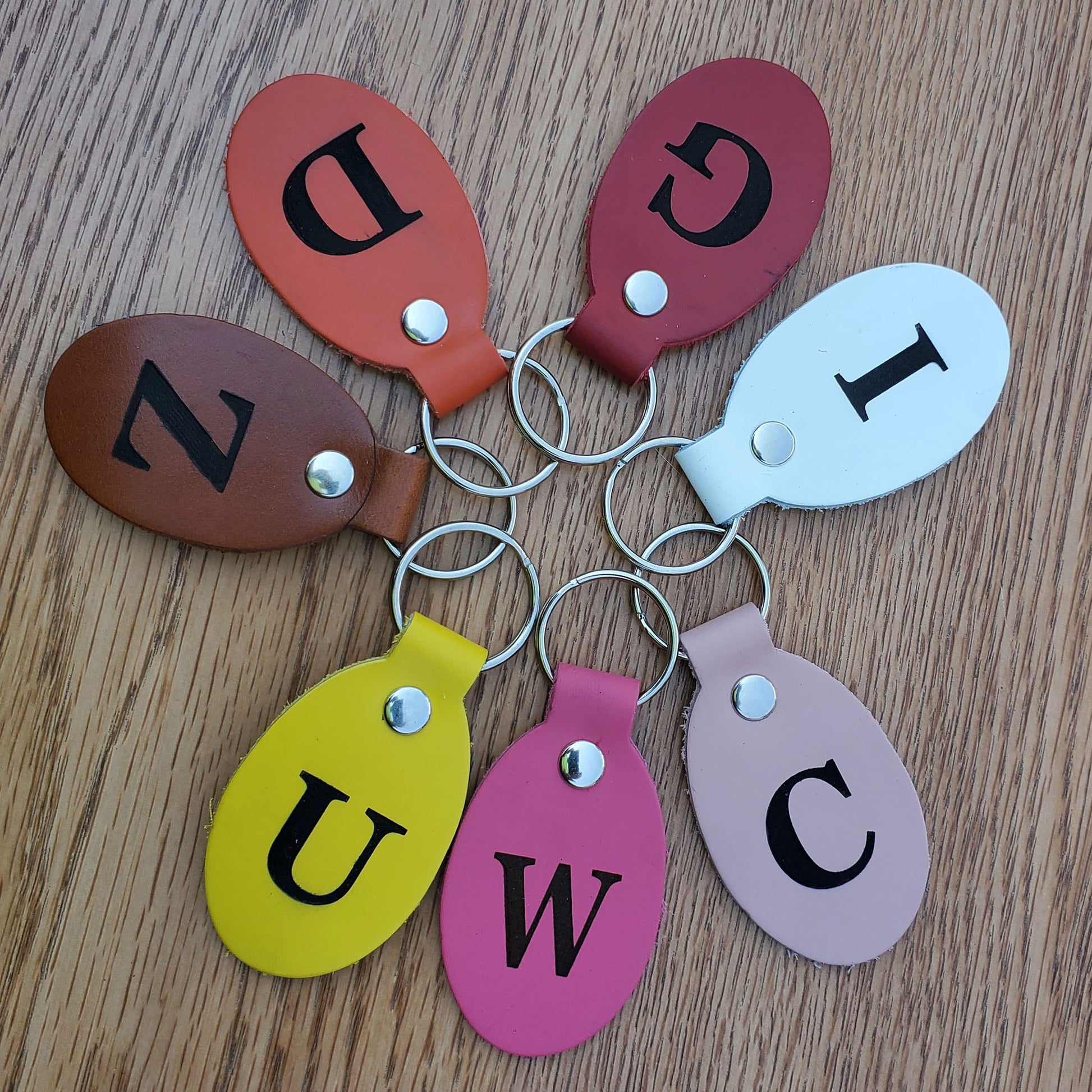 Leather keychains laser engraved