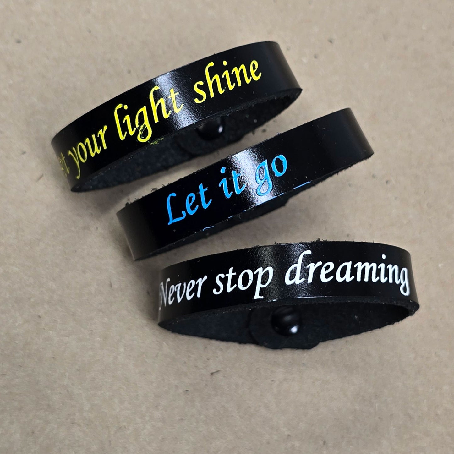 Personalized Leather Bracelet – Adjustable 1/2" Custom Engraved Full-Grain Leather Wristband, Handmade Gift for Him or Her