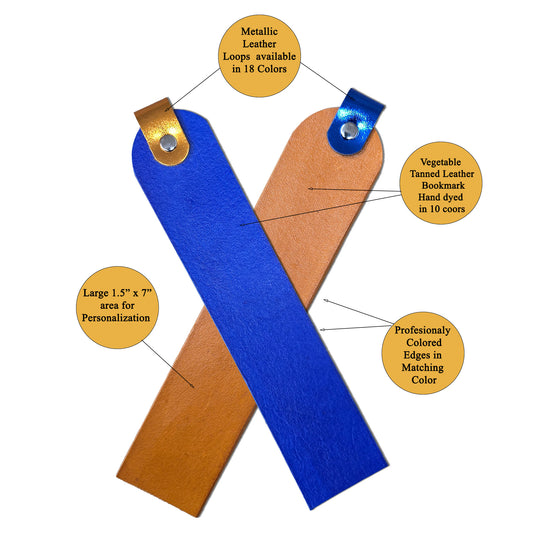 Blank Leather Bookmarks – Vegetable Tanned, 1.5" x 7.5", DIY Stamping & Engraving, 10 Colors (Pack of 4)