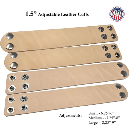 Adjustable Leather Bracelets Blank 4 Packs