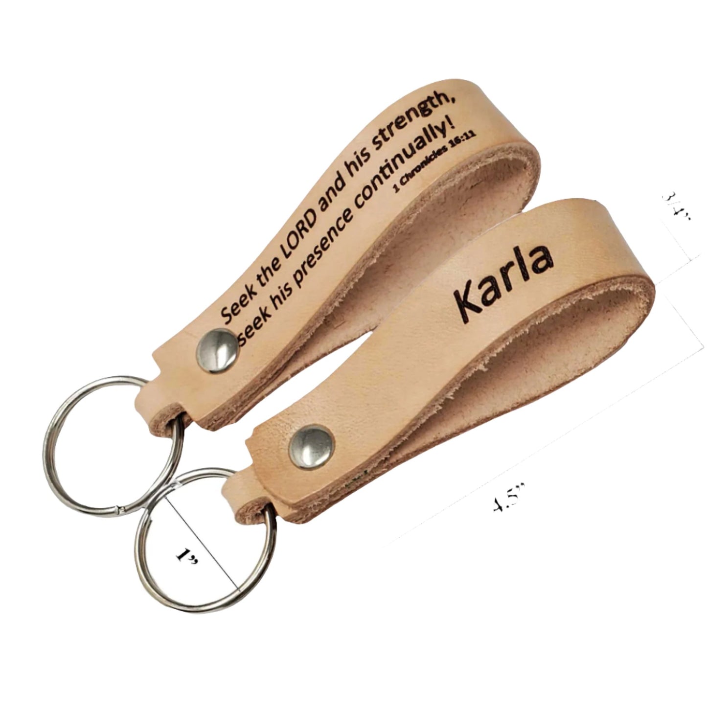 Leather keychains natural vegetable tanned size including split ring.