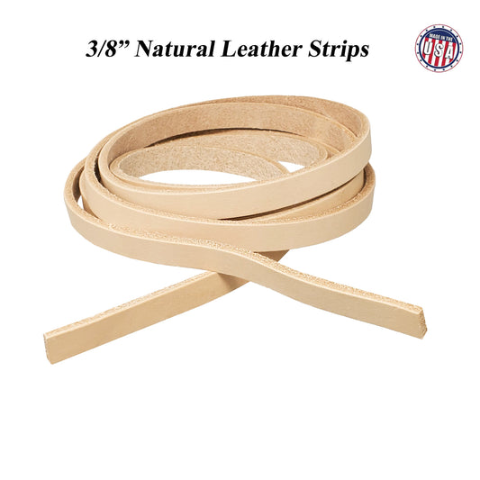 Vegetable tanned leather strips 3/8 inch wide, high-quality and versatile for crafting, sewing, and DIY projects
