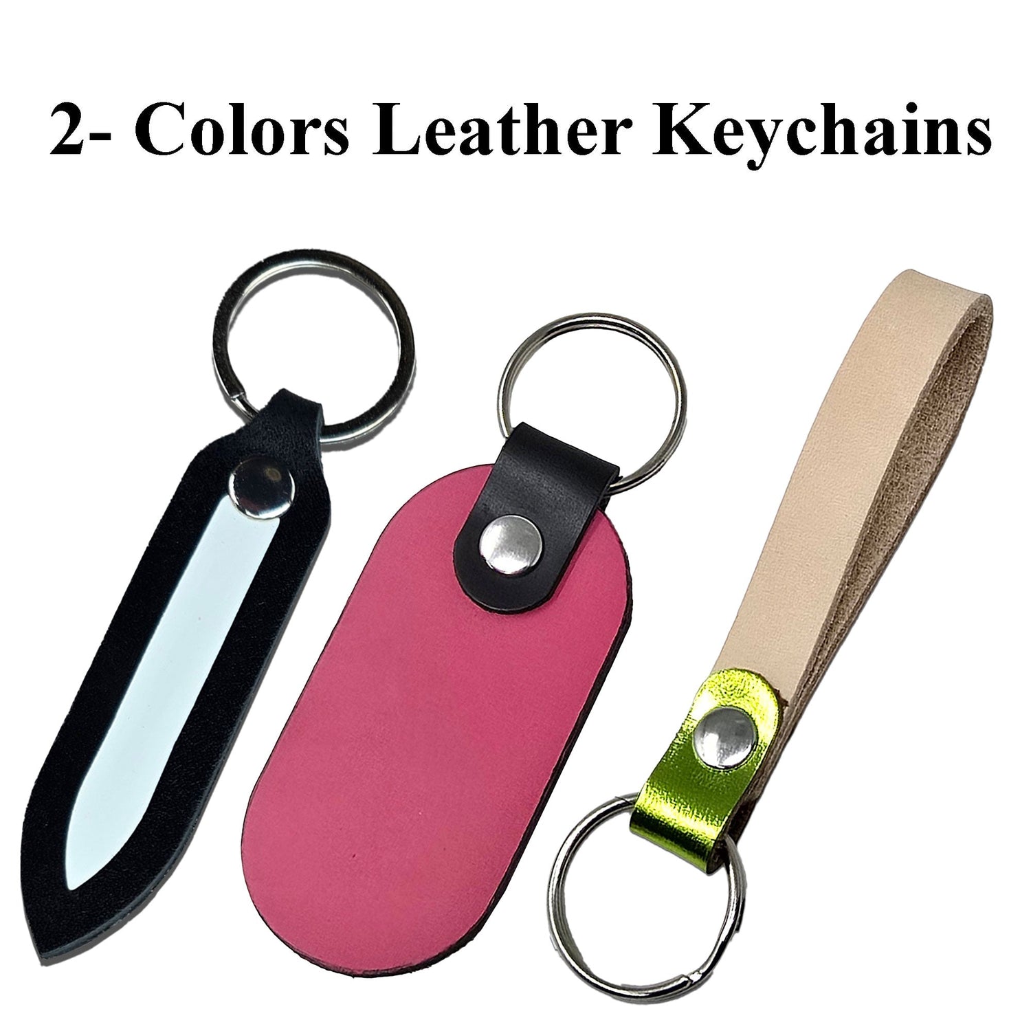 2 Color Leather Keychains | Blank Leather Keychain for Personalization
