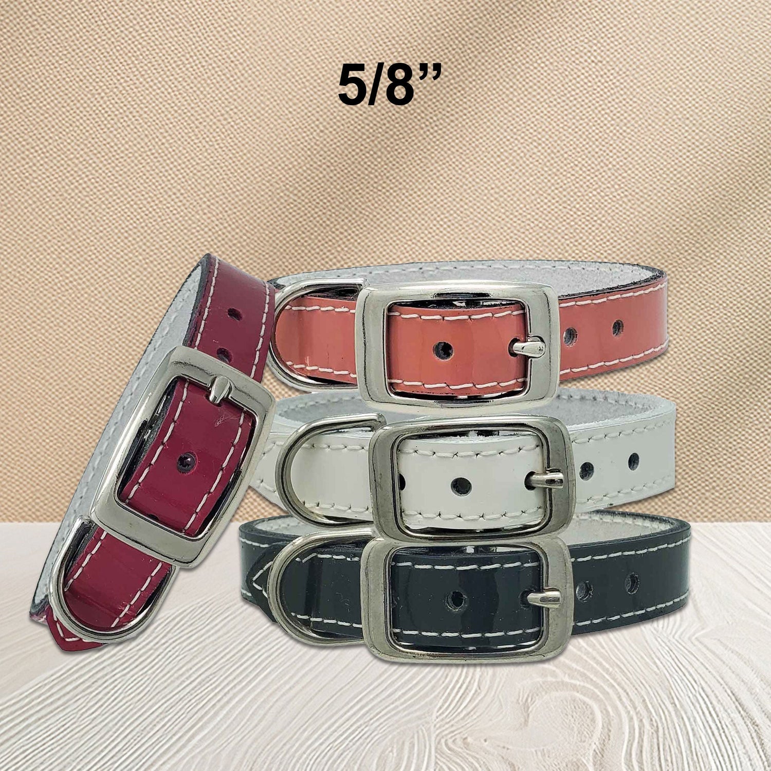 5/8 Inch Leather Dog Collars for Small to Medium Dogs