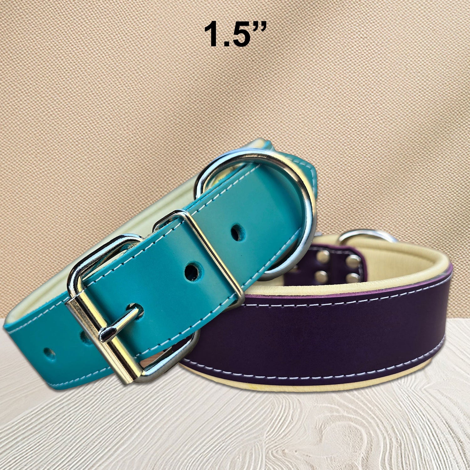 1.5" Wide Leather Dog Collars for Extra Large Dogs