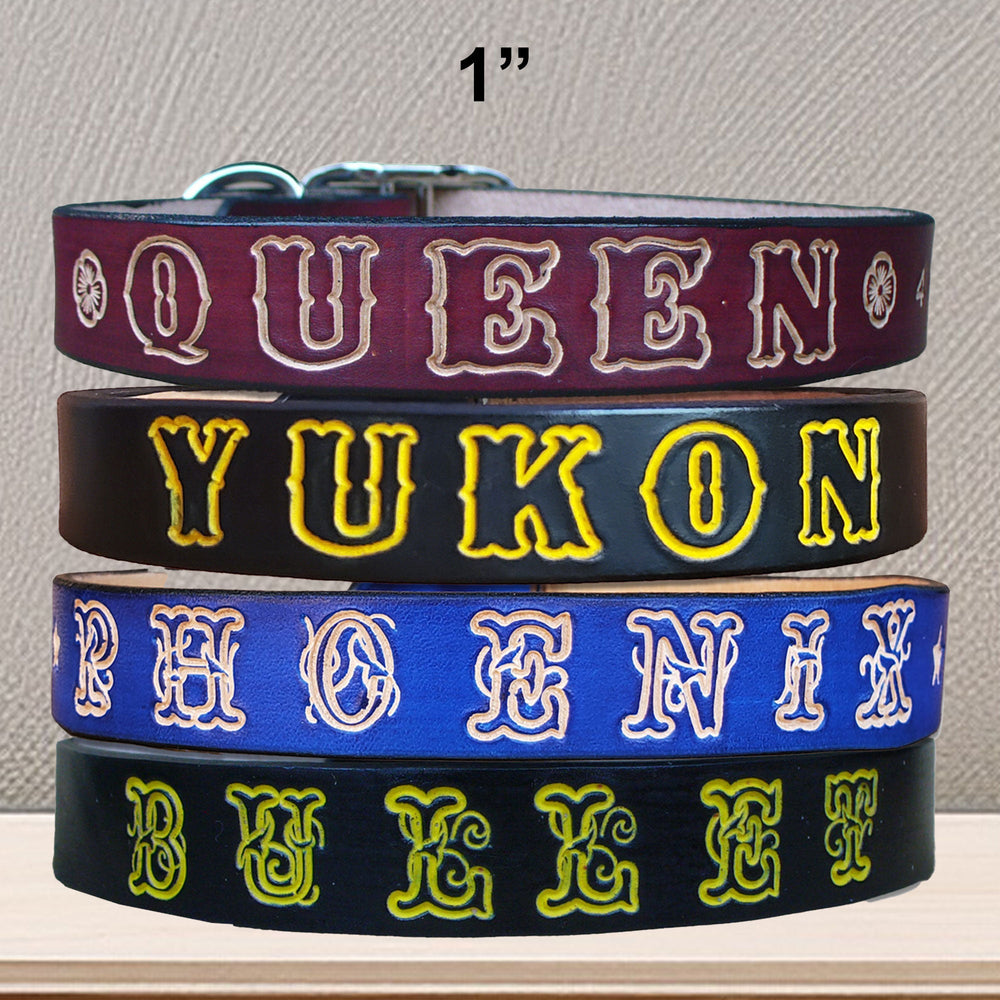 Custom Name Leather Dog Collars – Handmade for Puppies to XL Dogs ...
