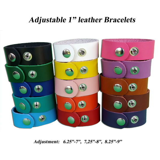 Adjustable Leather Bracelet Blanks 1 Inch Wide Engraving Ready