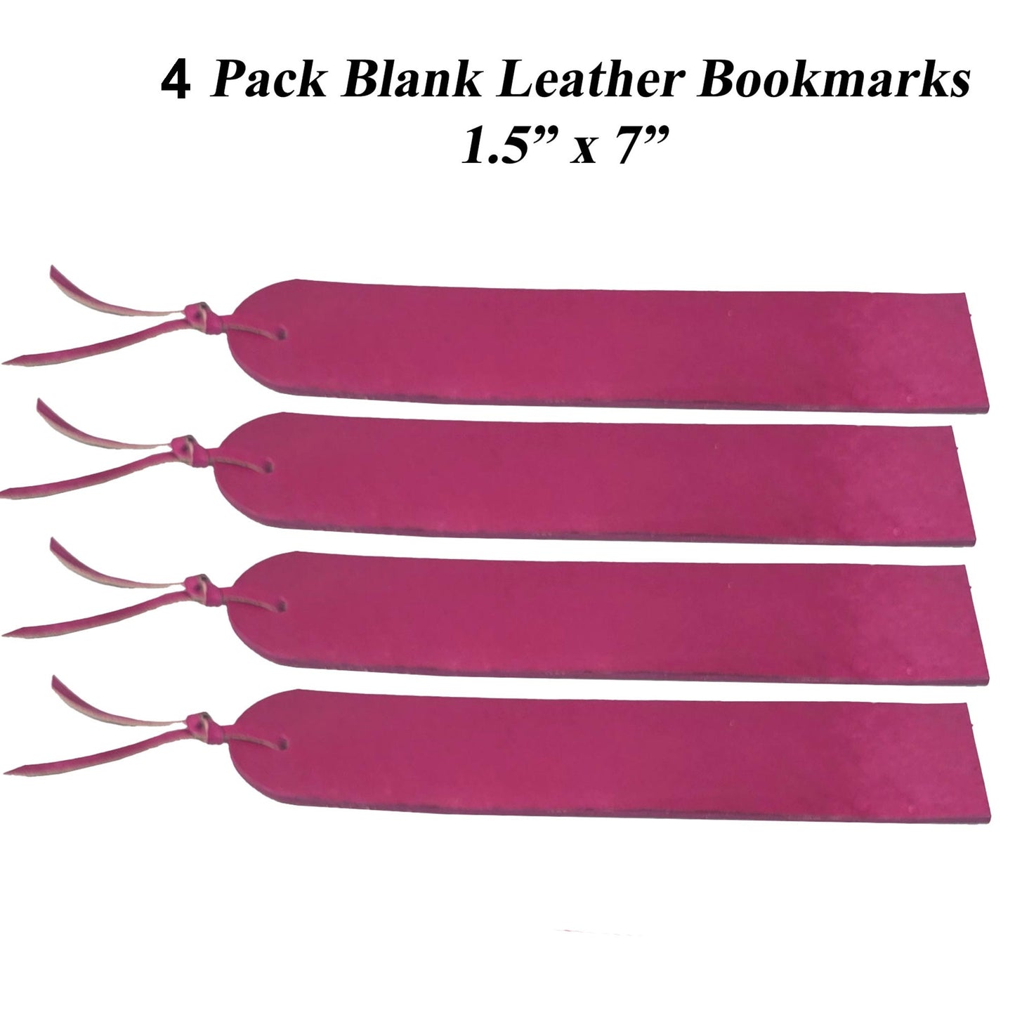 4 Pack Handmade Leather Bookmarks – Dyed Vegetable Tanned Blank Leather for DIY Stamping, Tooling, Painting, Engraving