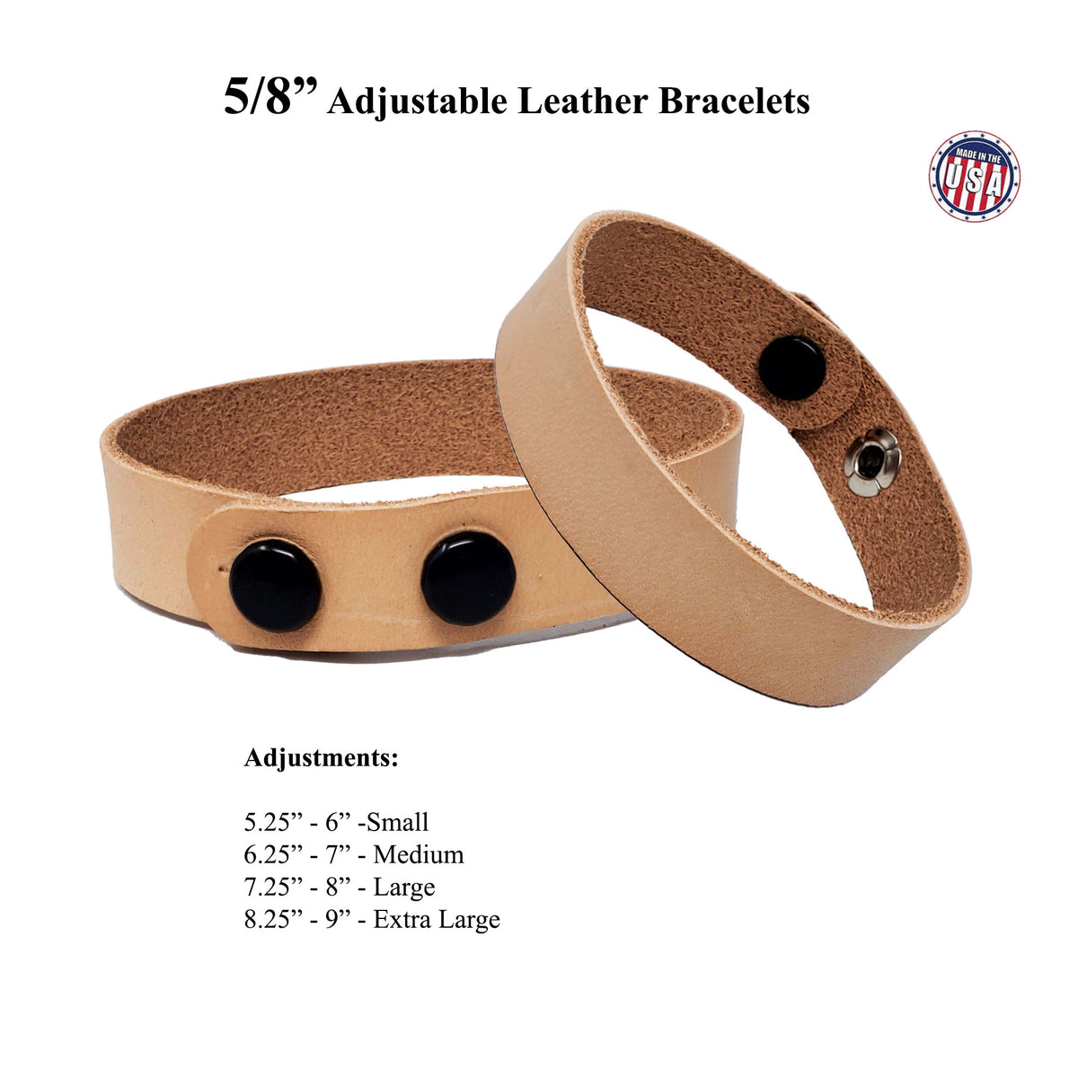 Adjustable Leather Bracelets 5/8 display picture 2