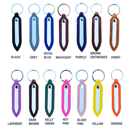 10 Pack Double Sided Leather Keychains with Engraving Ready White Insert