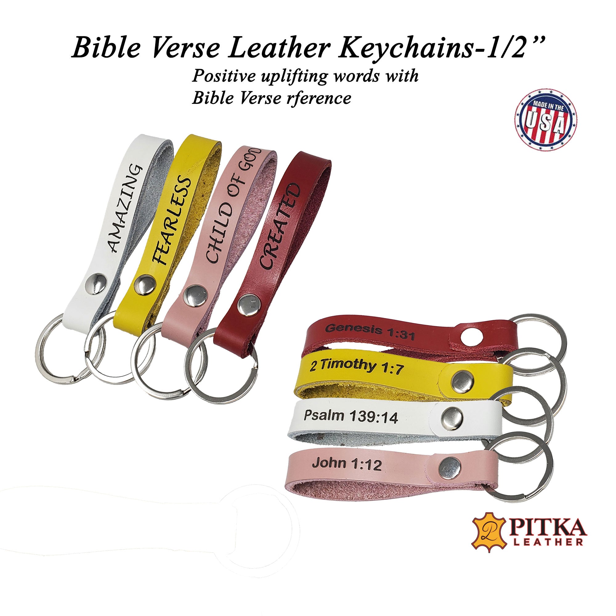 Bible Verse Leather Keychains-Laser Engraved-Religious Gifts – Pitka ...