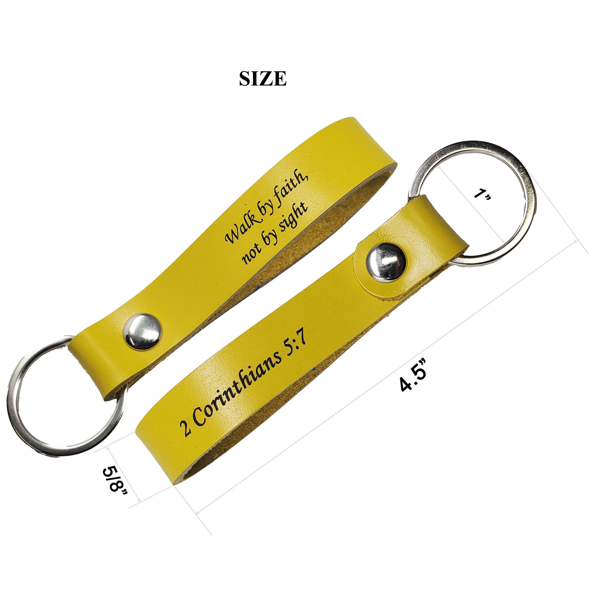 Leather keyrings measures including with, length and split ring.