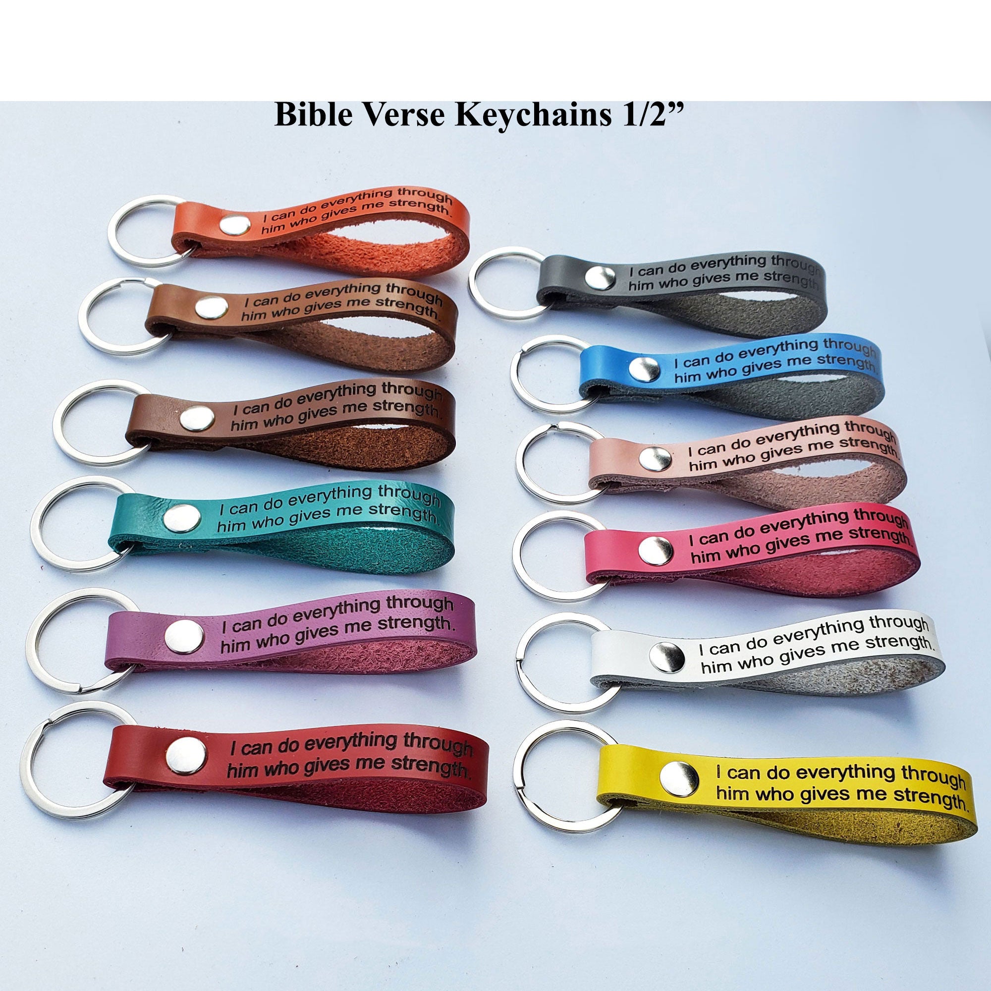 Bible Verse Keychains 12 Pack-Leather Laser Engraved-Religious Gifts ...