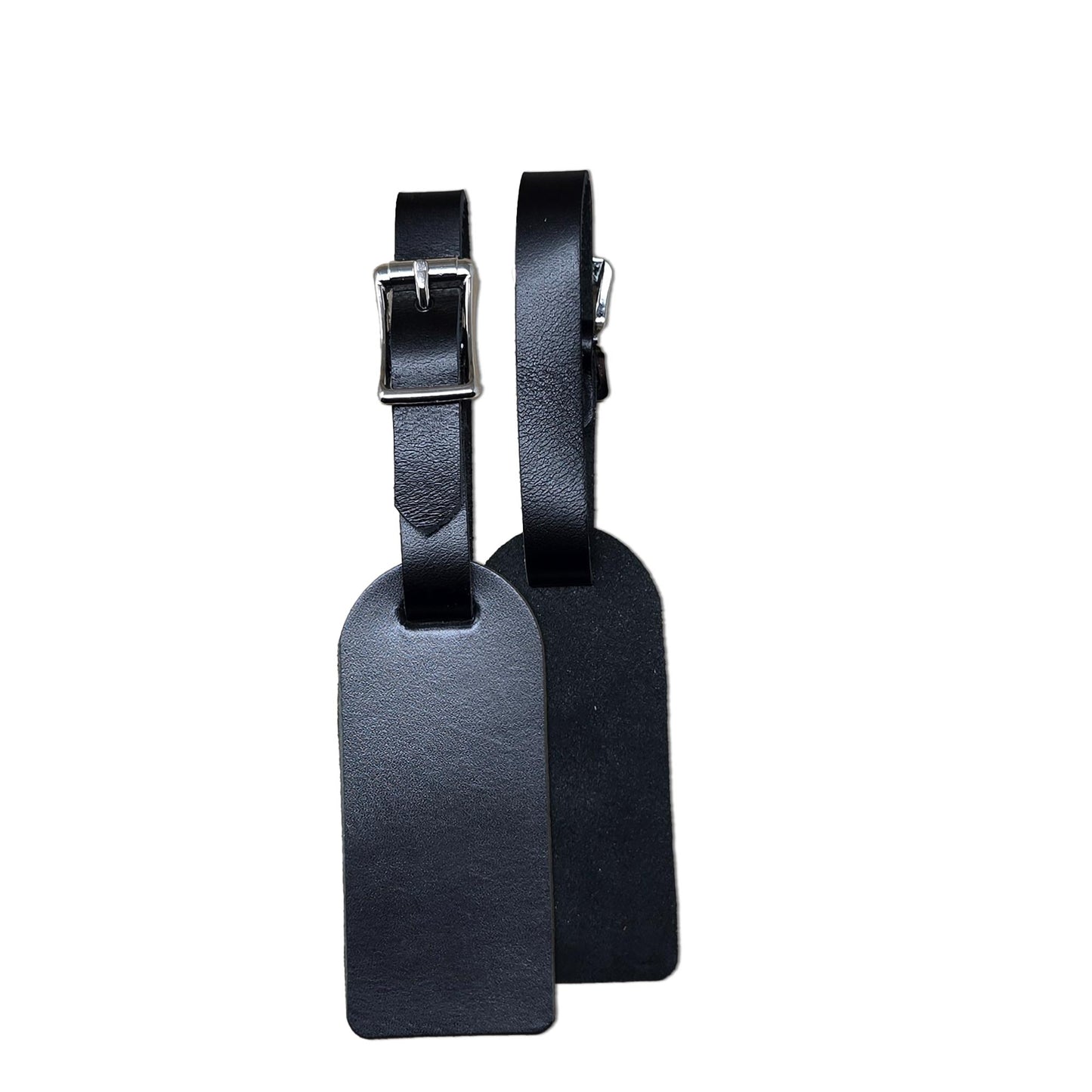 Full Grain Leather Luggage Tags with Buckle – Engraving Ready, 1.5" x 3.5"