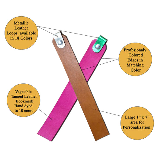 Blank Leather Bookmarks 4 Pack –1" Wide  Natural Vegetable Tanned Leather for DIY Craft, Stamping, Painting, Engraving & Personalization