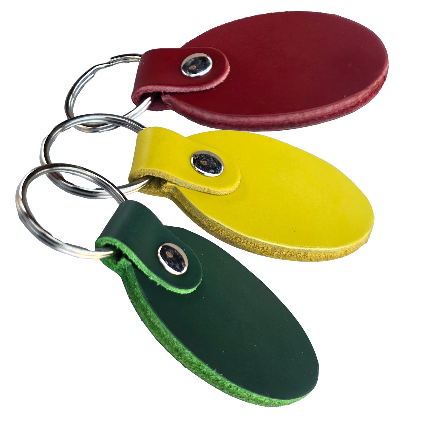 Full Grain Double Sided Leather Keychain Blanks 10 packs – 16 Bright Colors