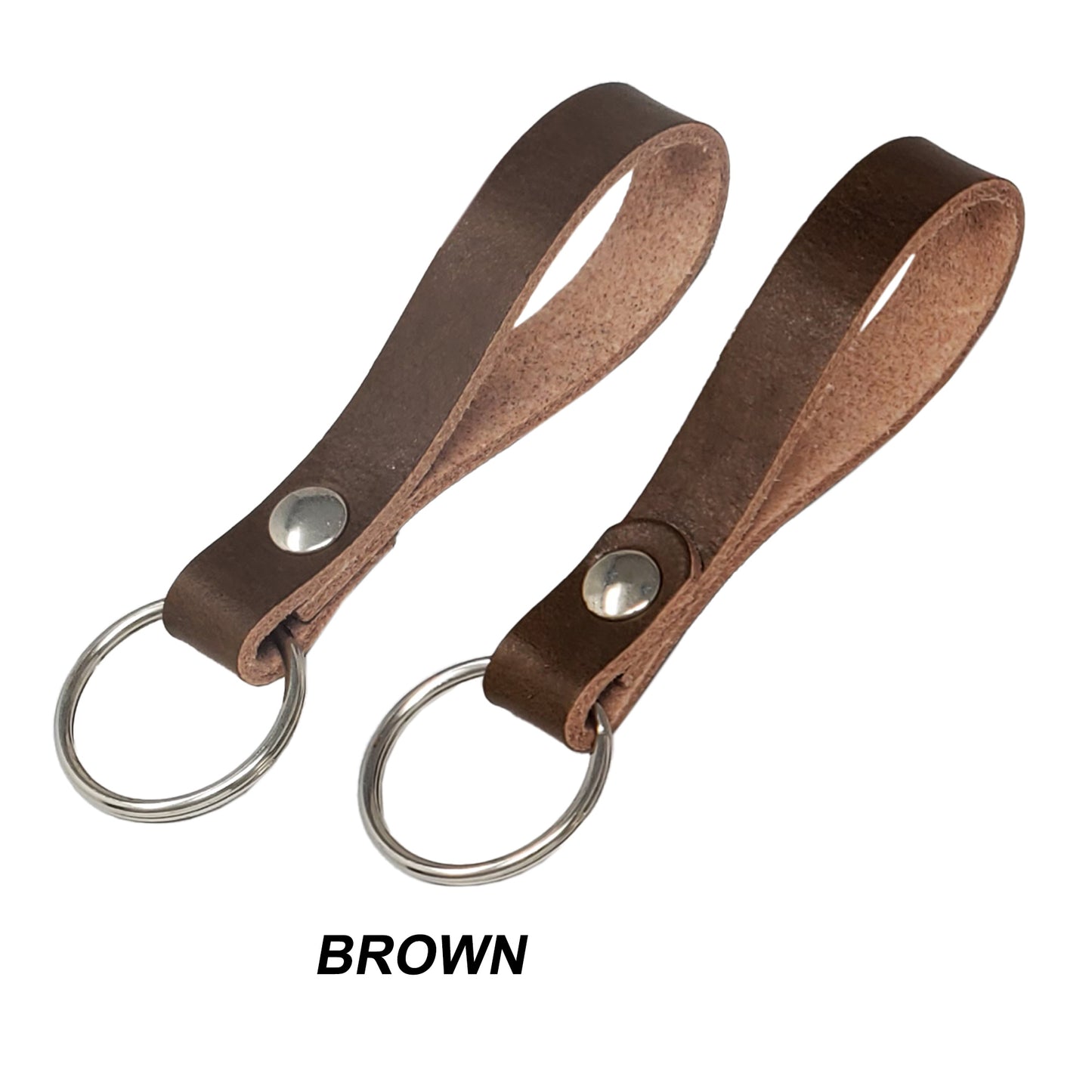 Leather keychains blank vegetable tanned brown color