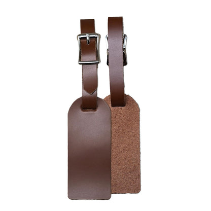 Full Grain Leather Luggage Tags with Buckle – Engraving Ready, 1.5" x 3.5"