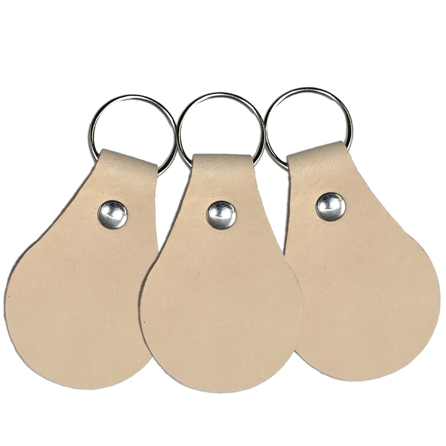Teardrop Veg Tan Leather Keychains – 10 Pack Pre-Assembled