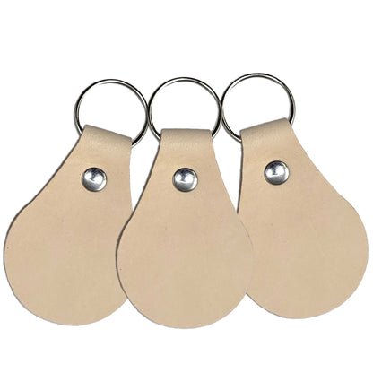 Teardrop Veg Tan Leather Keychains – 10 Pack Pre-Assembled