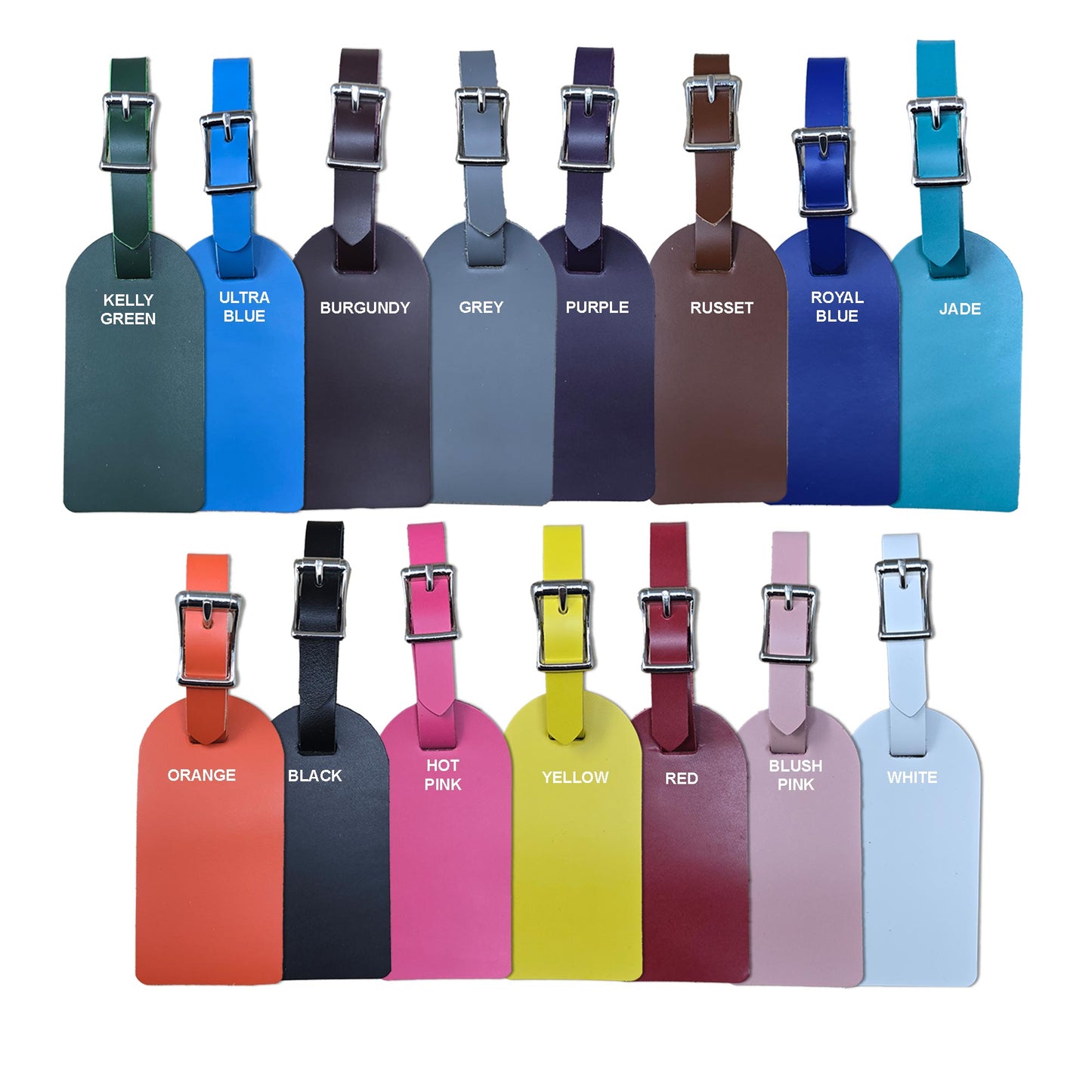 Full Grain Leather Travel Luggage Tags with Buckle Strap