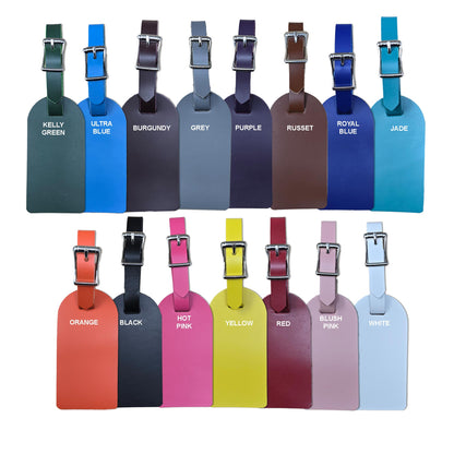 Full Grain Leather Travel Luggage Tags with Buckle Strap