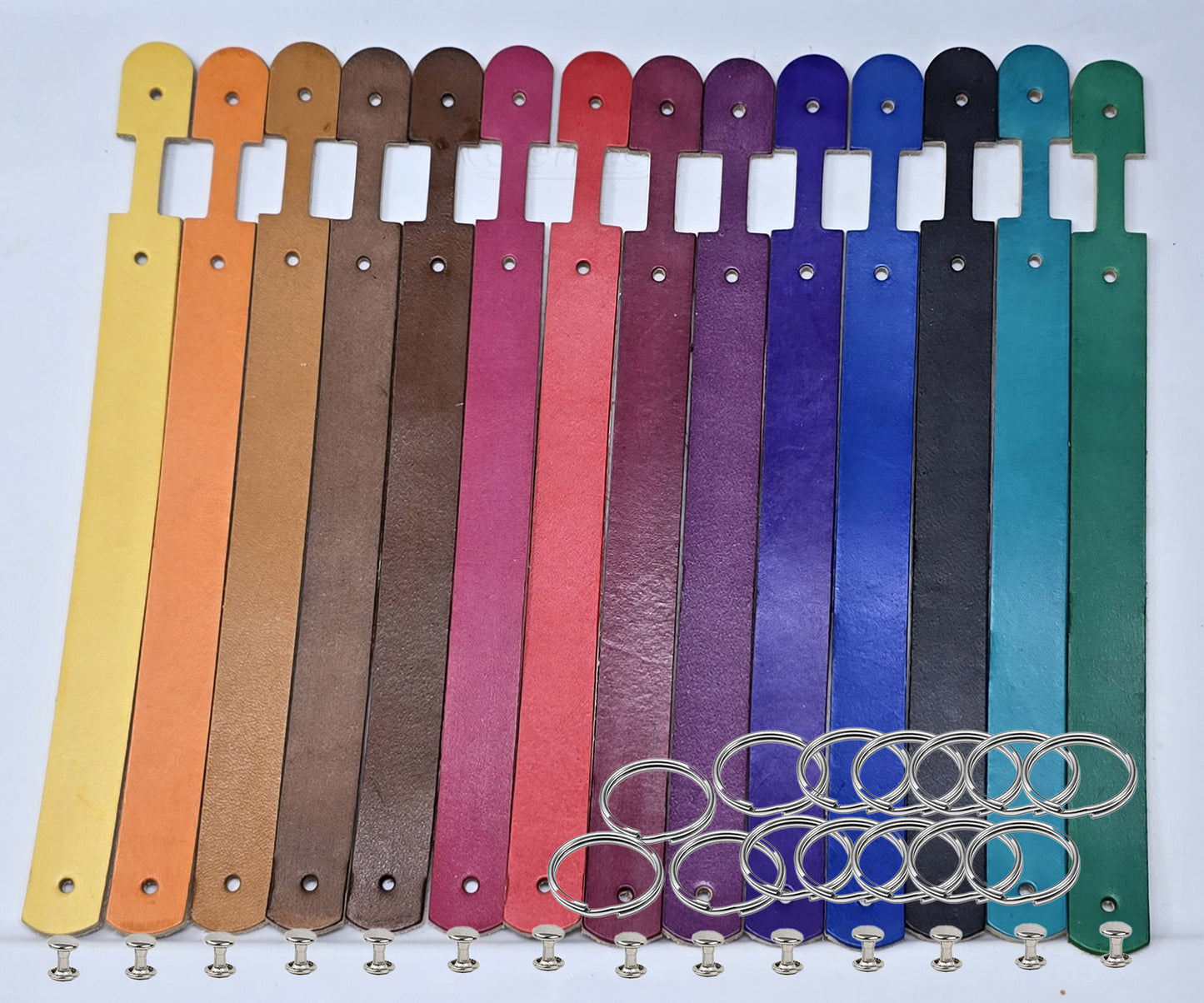 10 Pack DIY Leather Keychain Kit with Hardware – Vegetable Tanned