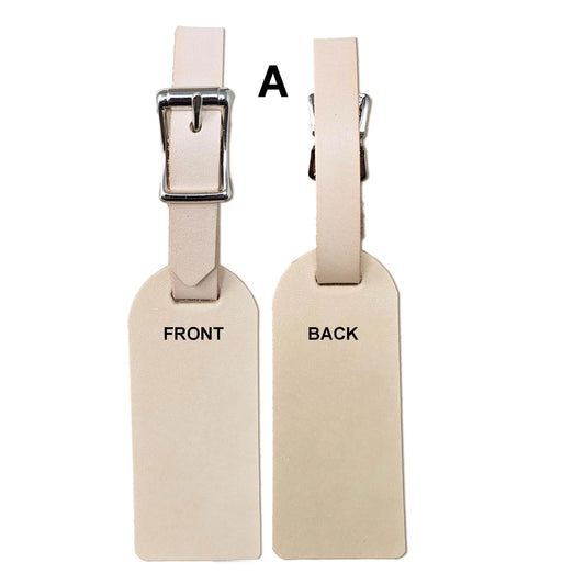 Vegetable Tanned Leather Luggage Tag – Double Sided Engravable, 1/2" Strap with Buckle