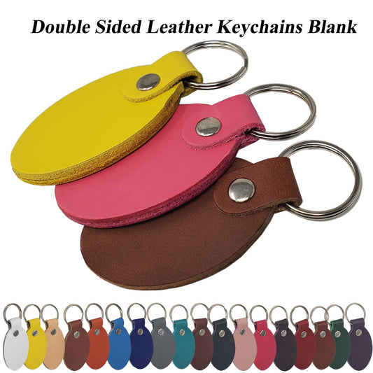 Full Grain Double Sided Leather Keychain Blanks 10 packs – 16 Bright Colors