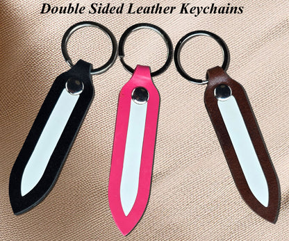 10 Pack Double Sided Leather Keychains with Engraving Ready White Insert