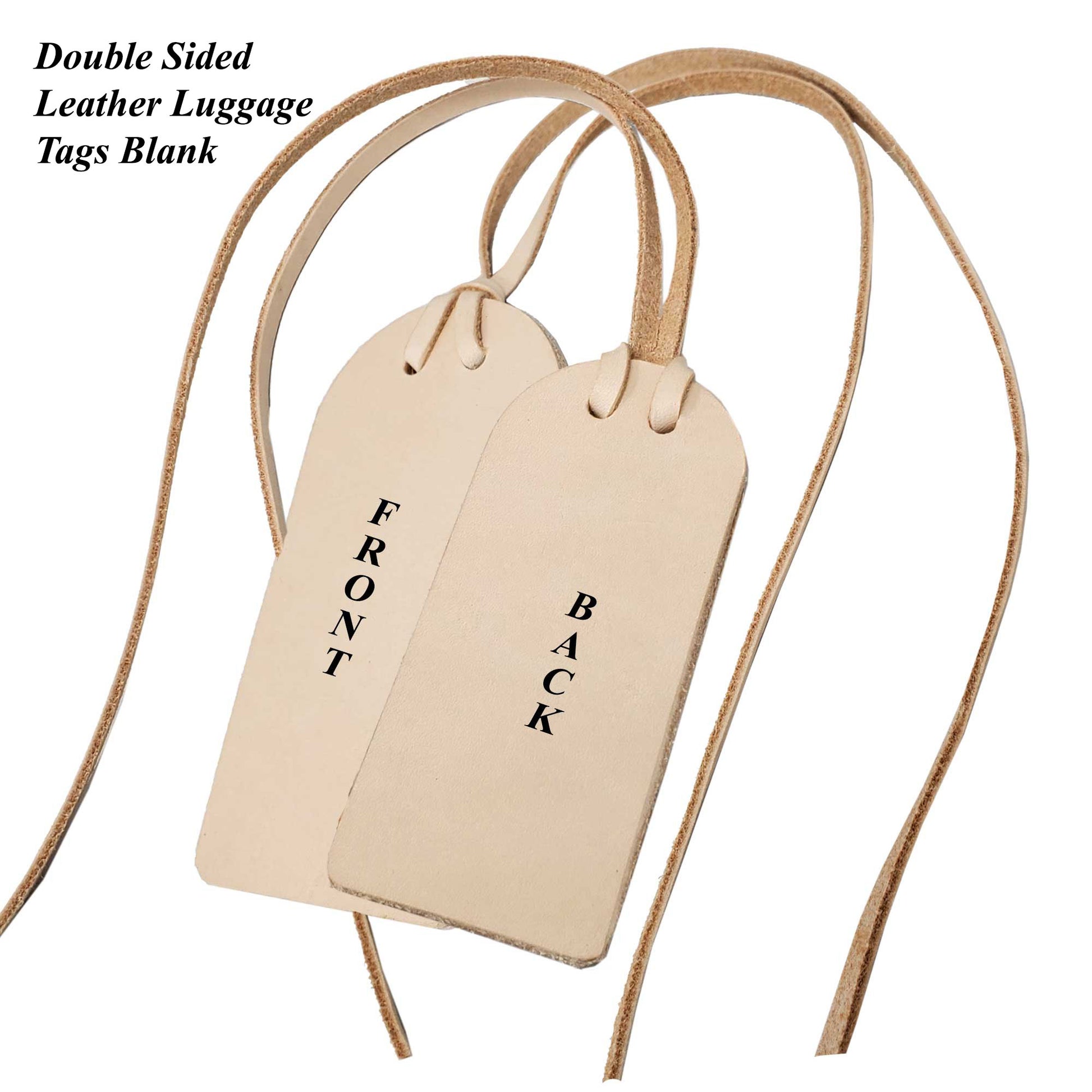 Leather luggage tags double sided engravable on both side