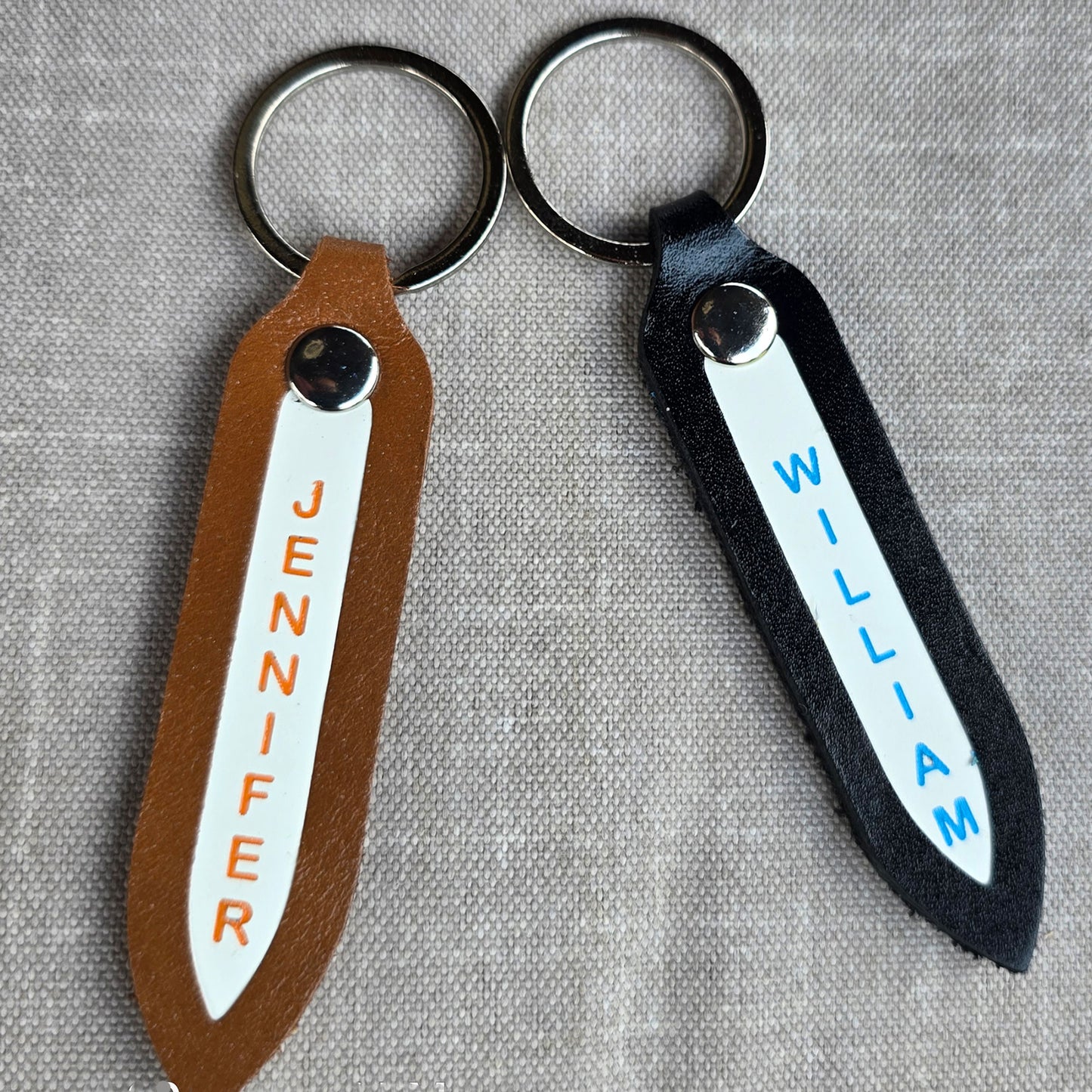 10 Pack Double Sided Leather Keychains with Engraving Ready White Insert