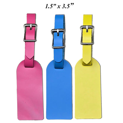 Full Grain Leather Luggage Tags with Buckle – Engraving Ready, 1.5" x 3.5"